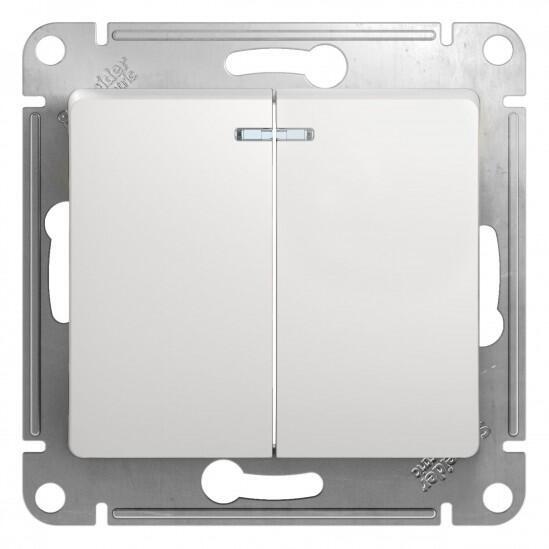 Выключатель 2-х Schneider Electric Glossa с подсветкой белый GSL000153