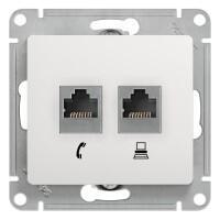 Розетка 2-х Schneider Electric Glossa RJ11+RJ45 белый GSL000185