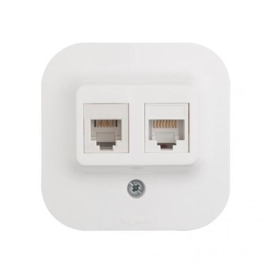 Розетка Legrand Quteo IP20 RJ11+RJ45