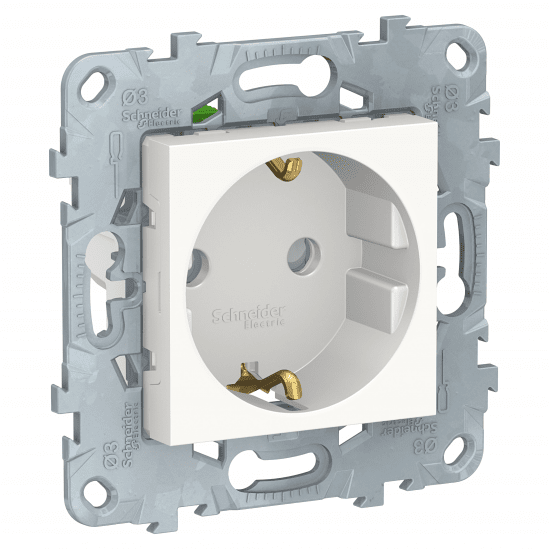 Розетка 1-х Schneider Electric Unica New с/з со/ш с быстрозажимными клеммами белый NU505718